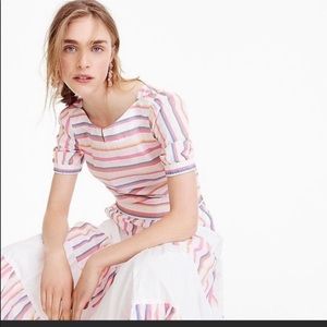 J.Crew Cropped Cinched-waist Top in Sorbet Stripe Size 4 NWOT